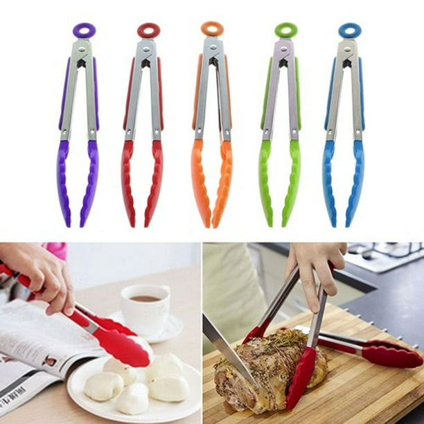 Details about   Silicone Kitchen Cooking Salad Serving Tongs Food Clip Stainless Steel Handle
